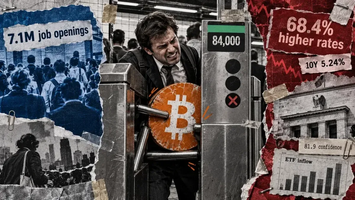 Bitcoin Slides to $82K Amid Mixed US Economic Signals