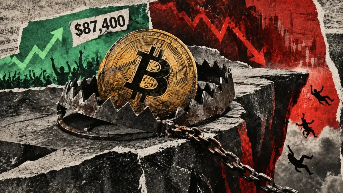 Bitcoin's $87,400 Rally Shows First Cracks as Short Squeeze Exhausts, Longs Take Liquidation Risk